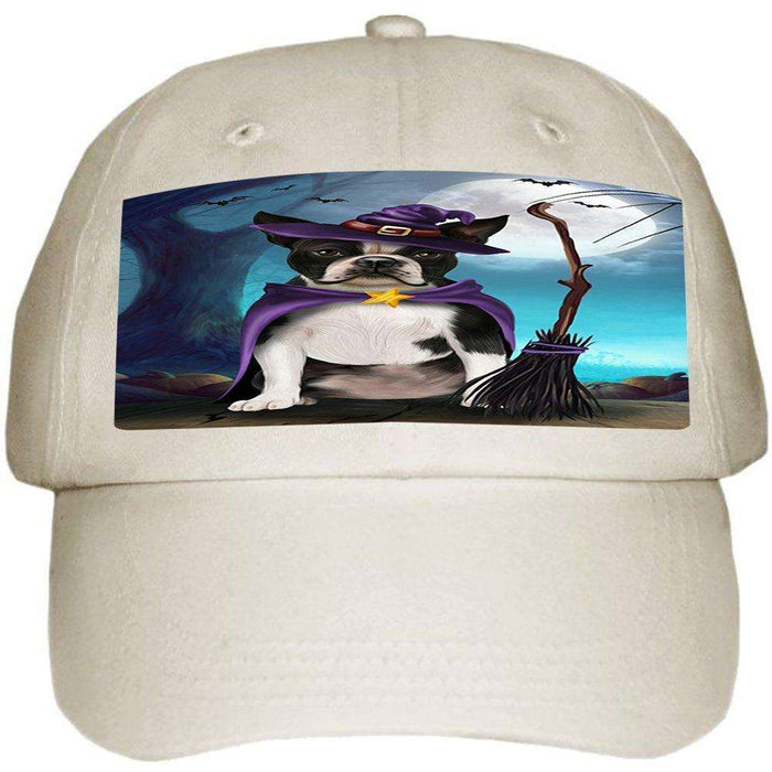 Happy Halloween Trick or Treat Boston Terrier Dog Witch Ball Hat Cap