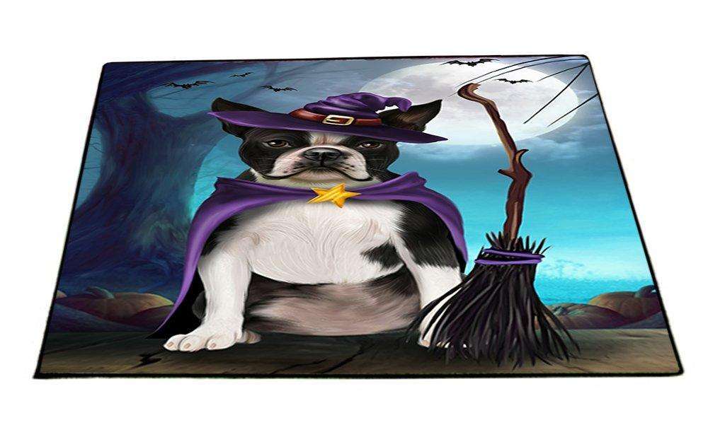 Happy Halloween Trick or Treat Boston Terrier Dog Witch Indoor/Outdoor Floormat