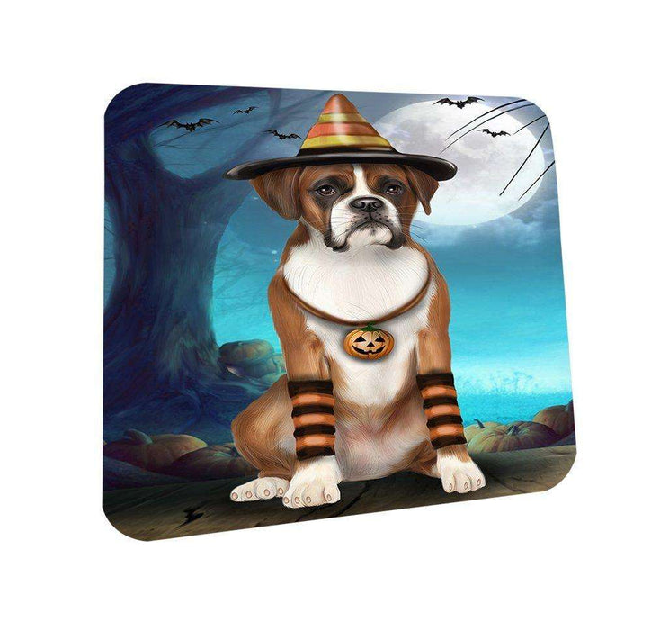 Happy Halloween Trick or Treat Boxer Dog Candy Corn Coasters Set of 4