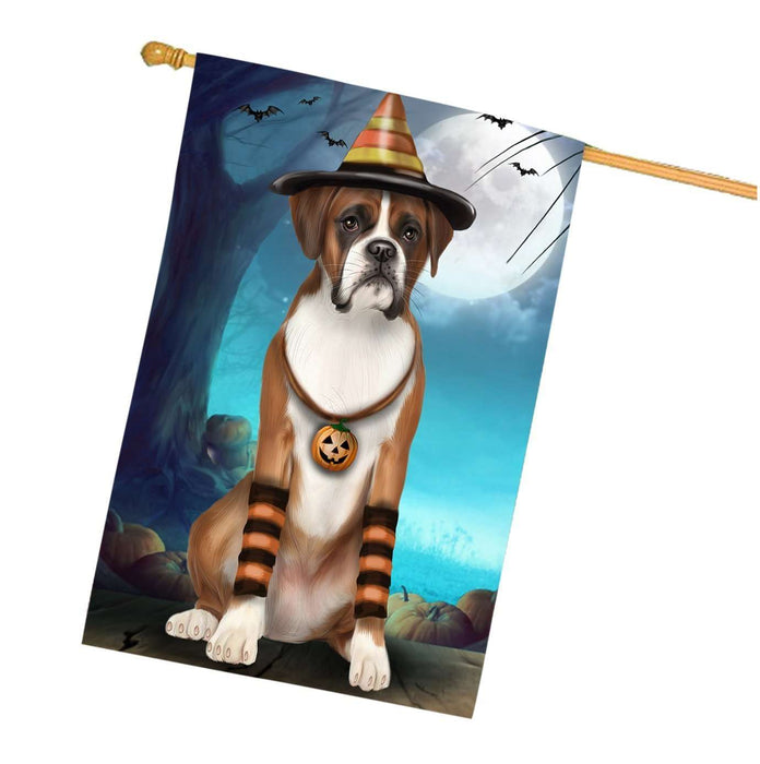 Happy Halloween Trick or Treat Boxer Dog Candy Corn House Flag