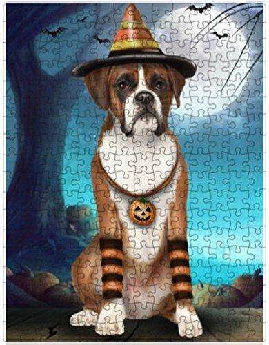 Happy Halloween Trick or Treat Boxer Dog Candy Corn Puzzle with Photo Tin (300 pc.)