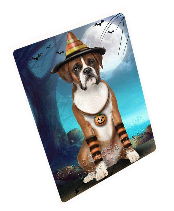 Happy Halloween Trick or Treat Boxer Dog Candy Corn Tempered Cutting Board