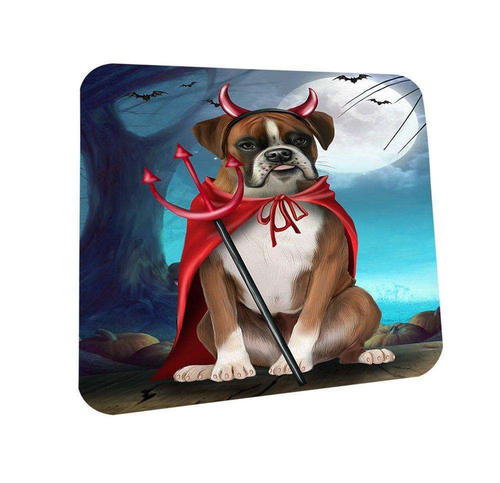 Happy Halloween Trick or Treat Boxer Dog Devil Coasters Set of 4