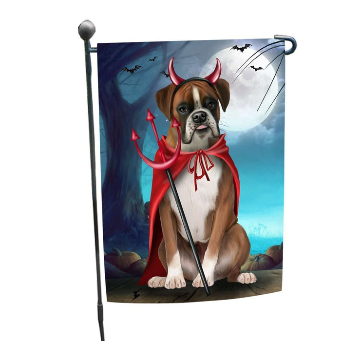 Happy Halloween Trick or Treat Boxer Dog Devil Garden Flag