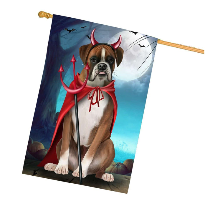 Happy Halloween Trick or Treat Boxer Dog Devil House Flag