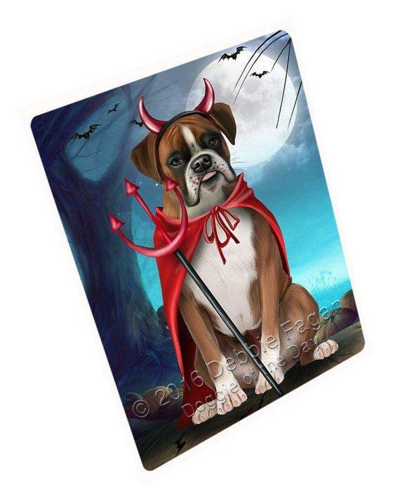 Happy Halloween Trick or Treat Boxer Dog Devil Tempered Cutting Board