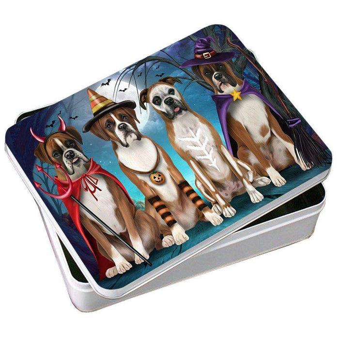 Happy Halloween Trick or Treat Boxer Dog Photo Storage Tin