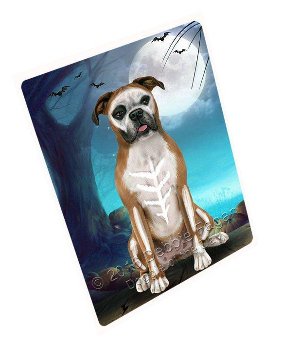 Happy Halloween Trick or Treat Boxer Dog Skeleton Art Portrait Print Woven Throw Sherpa Plush Fleece Blanket