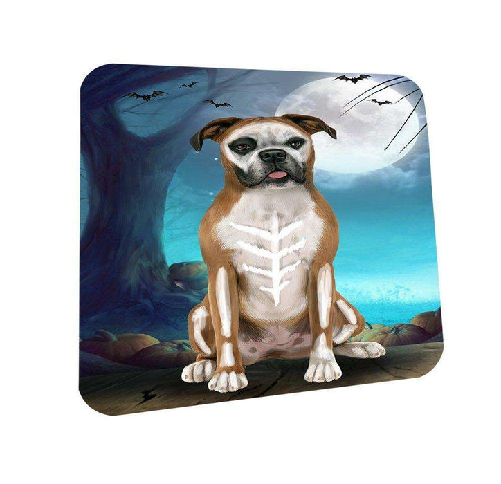 Happy Halloween Trick or Treat Boxer Dog Skeleton Coasters Set of 4