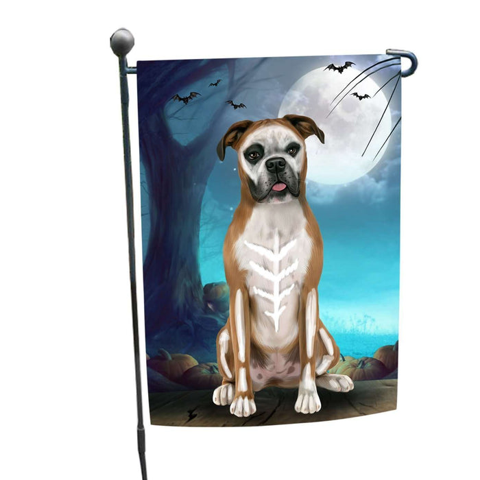 Happy Halloween Trick or Treat Boxer Dog Skeleton Garden Flag