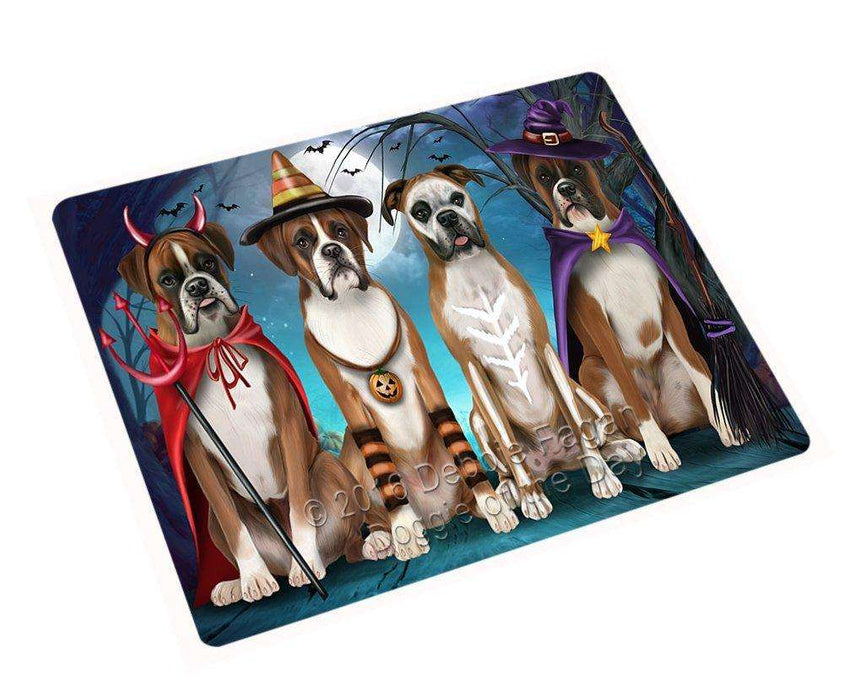 Happy Halloween Trick or Treat Boxer Dog Tempered Cutting Board (Small)
