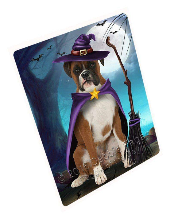 Happy Halloween Trick or Treat Boxer Dog Witch Art Portrait Print Woven Throw Sherpa Plush Fleece Blanket