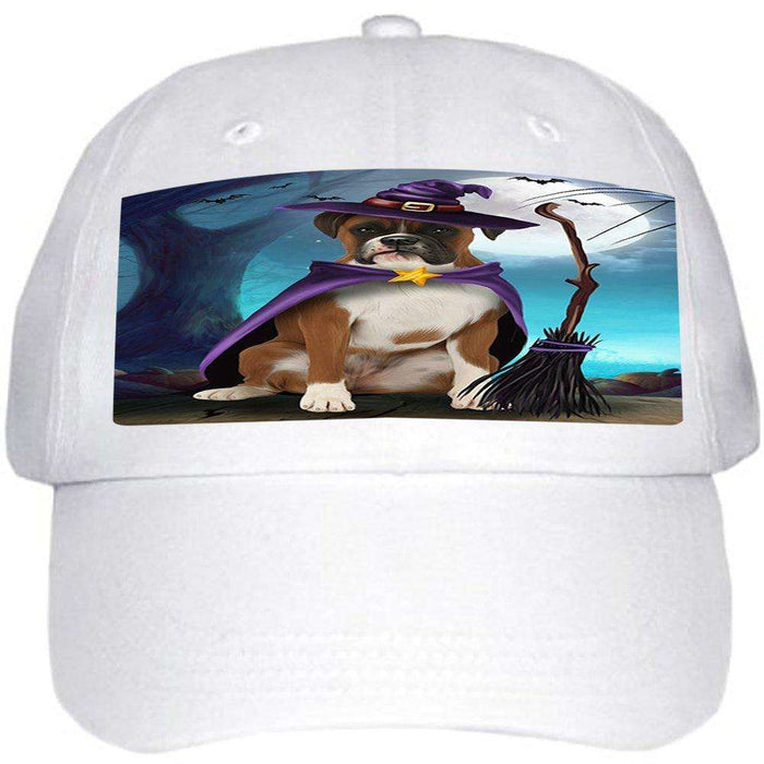 Happy Halloween Trick or Treat Boxer Dog Witch Ball Hat Cap