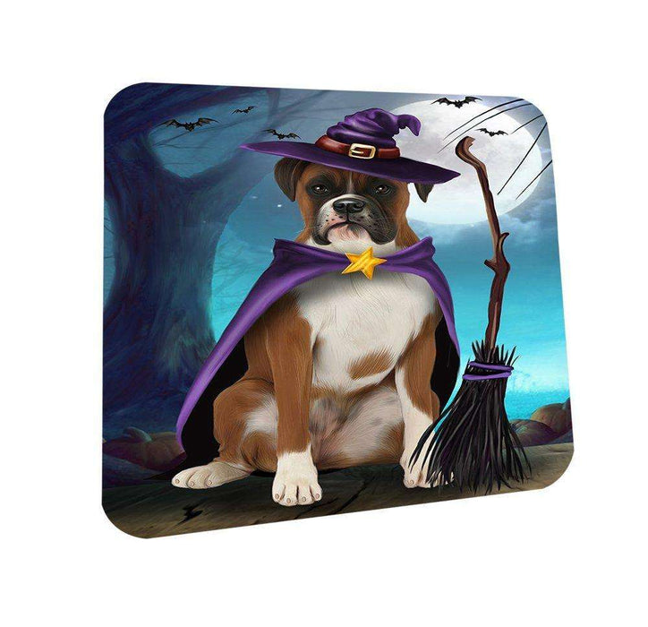 Happy Halloween Trick or Treat Boxer Dog Witch Coasters Set of 4