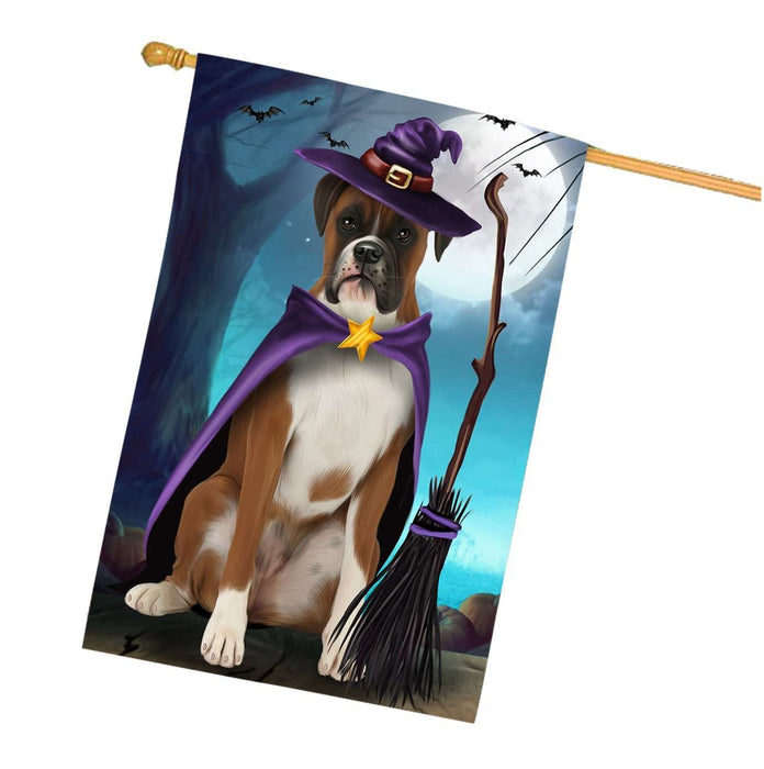 Happy Halloween Trick or Treat Boxer Dog Witch House Flag