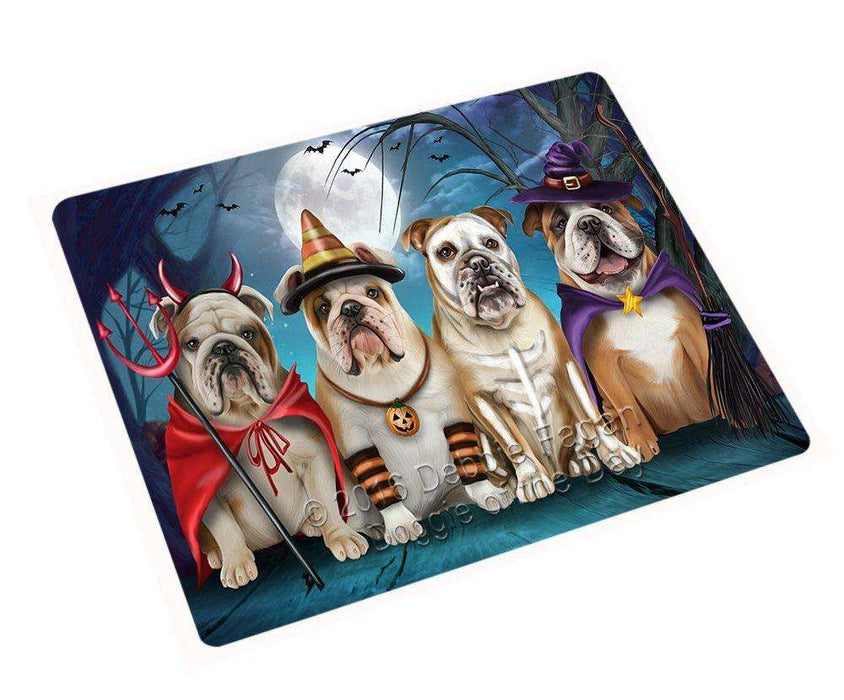 Happy Halloween Trick or Treat Bulldog Dog Art Portrait Print Woven Throw Sherpa Plush Fleece Blanket