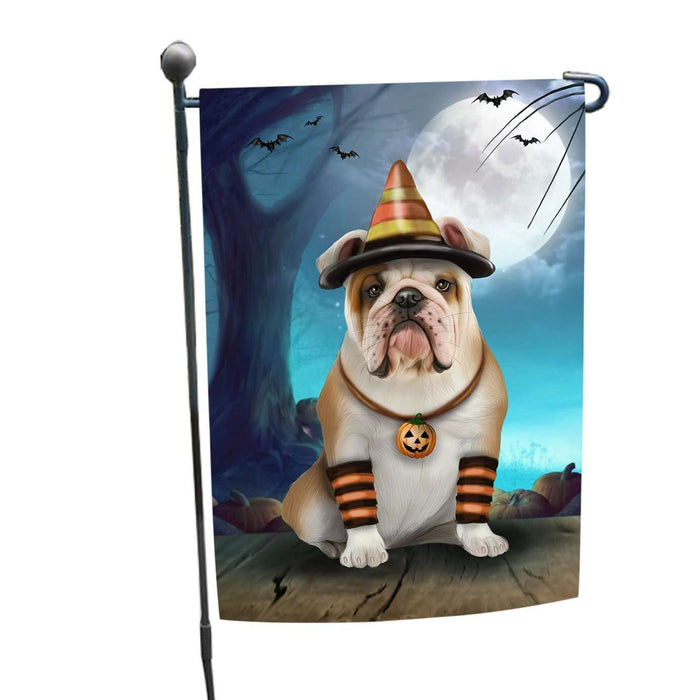 Happy Halloween Trick or Treat Bulldog Dog Candy Corn Garden Flag