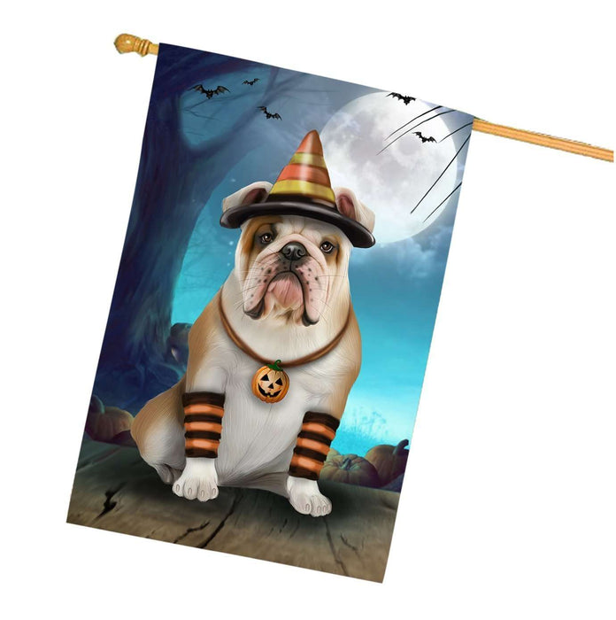 Happy Halloween Trick or Treat Bulldog Dog Candy Corn House Flag