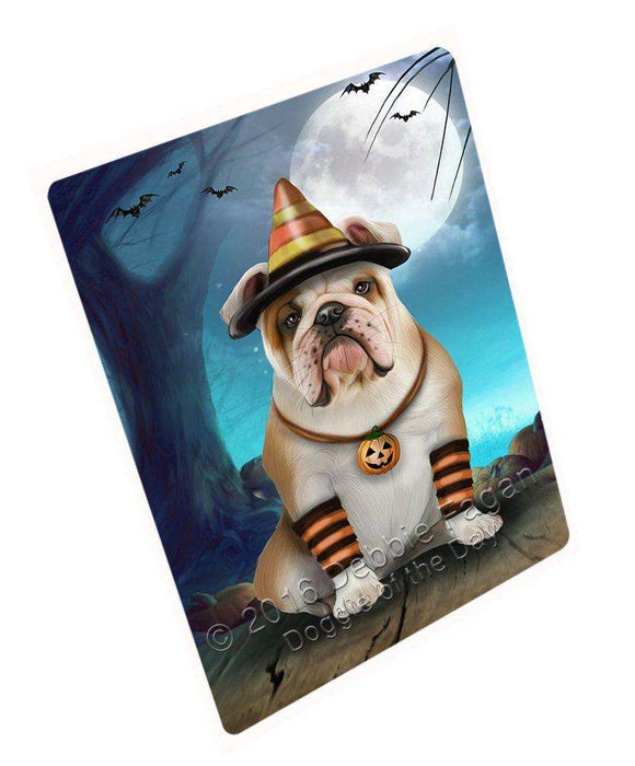 Happy Halloween Trick or Treat Bulldog Dog Candy Corn Tempered Cutting Board