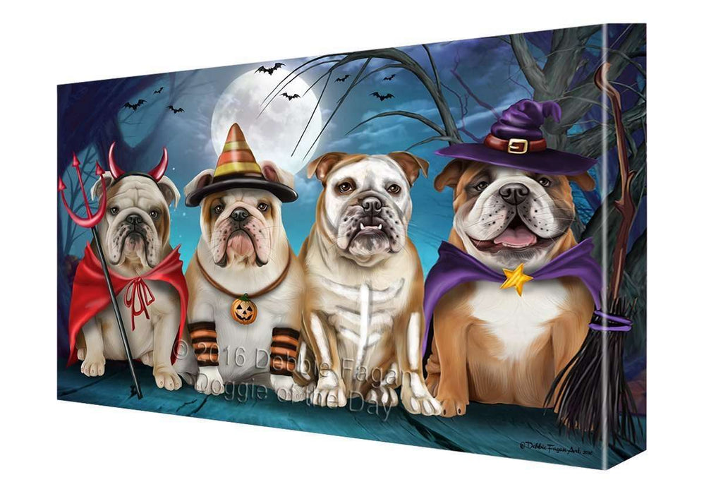 Happy Halloween Trick or Treat Bulldog Dog Canvas Wall Art