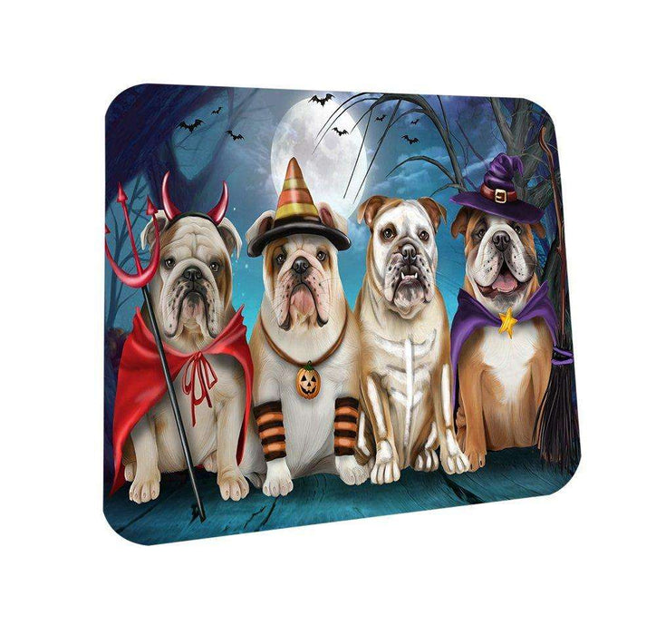 Happy Halloween Trick or Treat Bulldog Dog Coasters Set of 4