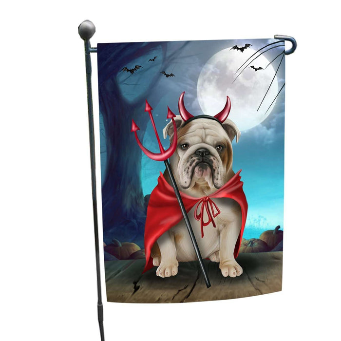 Happy Halloween Trick or Treat Bulldog Dog Devil Garden Flag