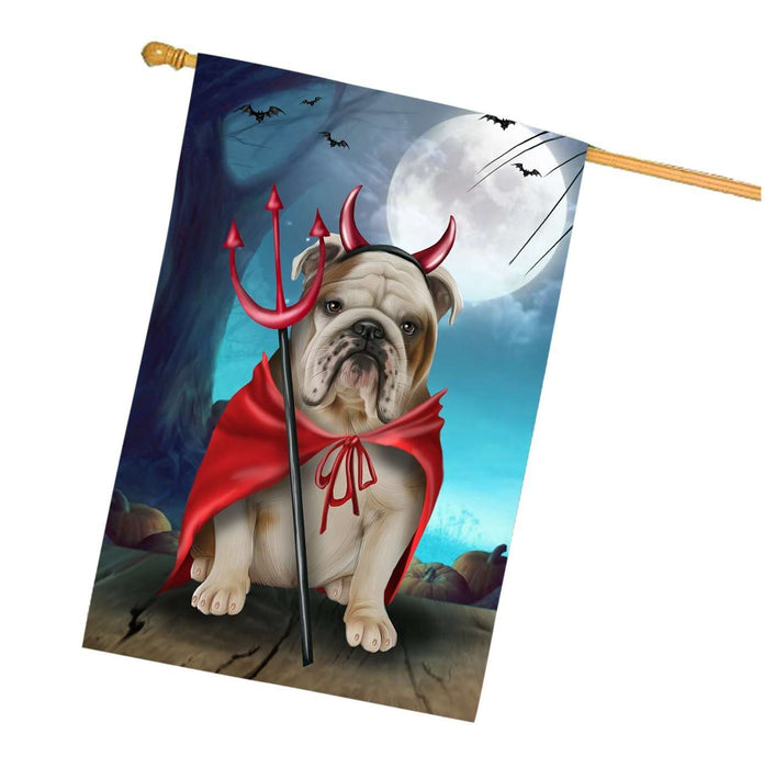 Happy Halloween Trick or Treat Bulldog Dog Devil House Flag