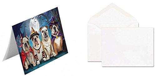 Happy Halloween Trick or Treat Bulldog Dog Handmade Artwork Assorted Pets Greeting Cards and Note Cards with Envelopes for All Occasions and Holiday Seasons