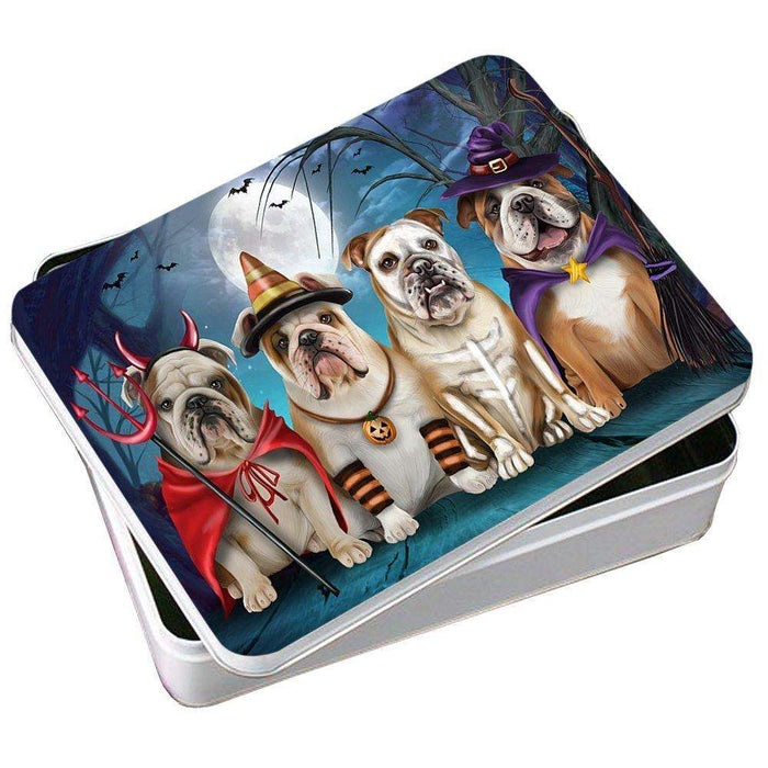 Happy Halloween Trick or Treat Bulldog Dog Photo Storage Tin