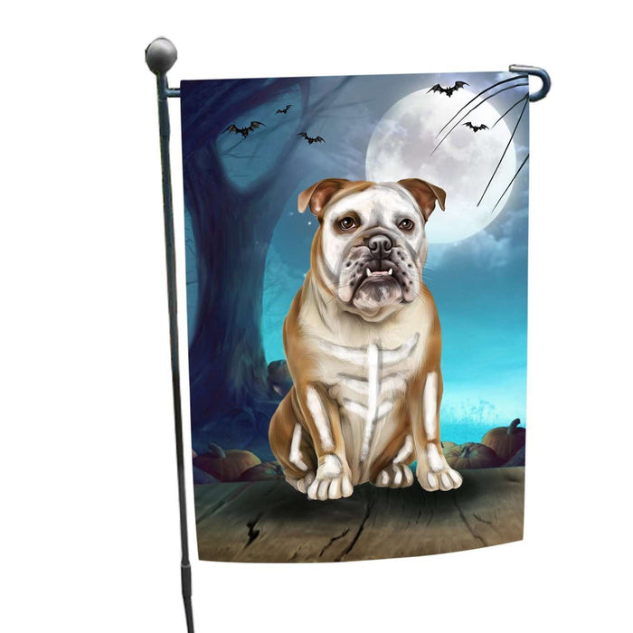 Happy Halloween Trick or Treat Bulldog Dog Skeleton Garden Flag