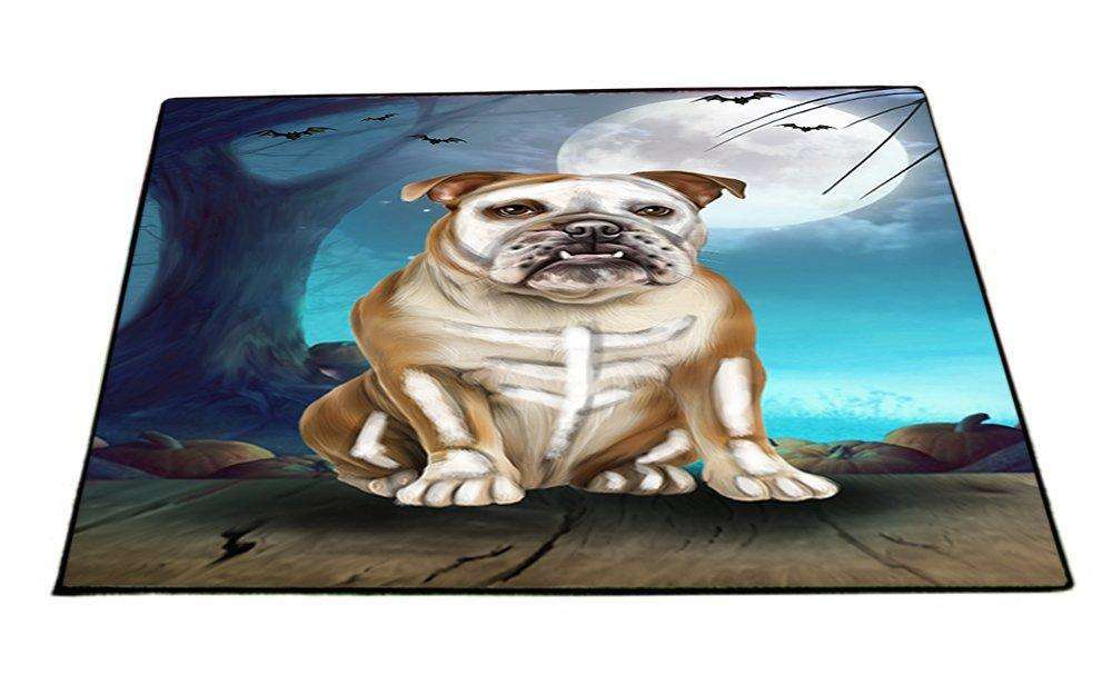 Happy Halloween Trick or Treat Bulldog Dog Skeleton Indoor/Outdoor Floormat