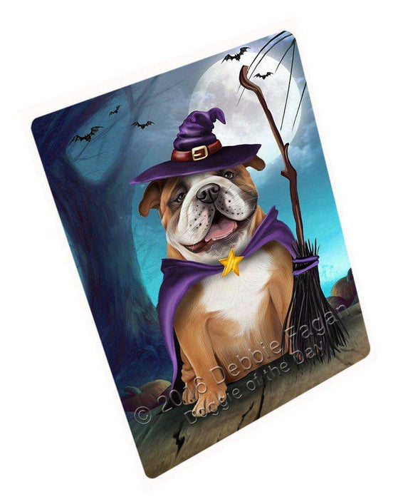 Happy Halloween Trick or Treat Bulldog Dog Witch Art Portrait Print Woven Throw Sherpa Plush Fleece Blanket