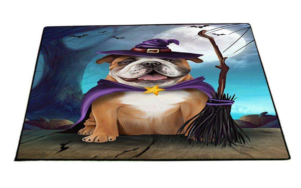 Happy Halloween Trick or Treat Bulldog Dog Witch Indoor/Outdoor Floormat
