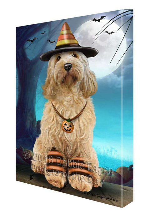 Happy Halloween Trick or Treat Cockapoo Dog Candy Corn Canvas Print Wall Art Décor CVS89333