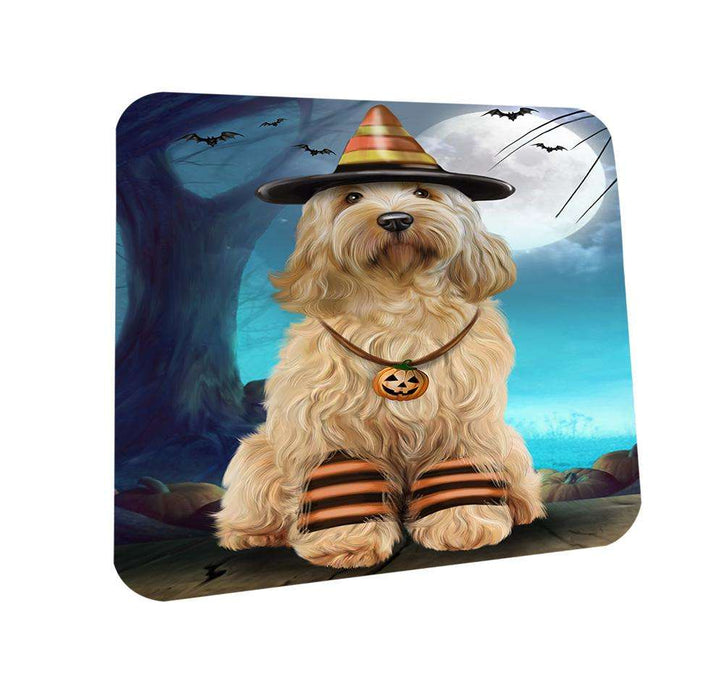 Happy Halloween Trick or Treat Cockapoo Dog Candy Corn Coasters Set of 4 CST52463