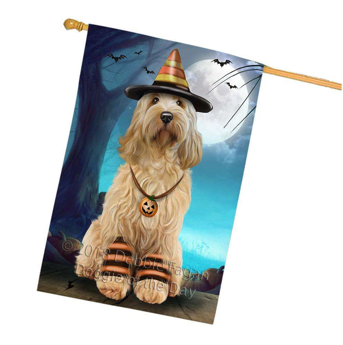 Happy Halloween Trick or Treat Cockapoo Dog Candy Corn House Flag FLG52585