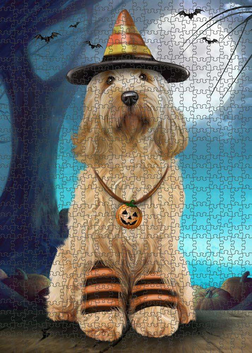 Happy Halloween Trick or Treat Cockapoo Dog Candy Corn Puzzle with Photo Tin PUZL61443