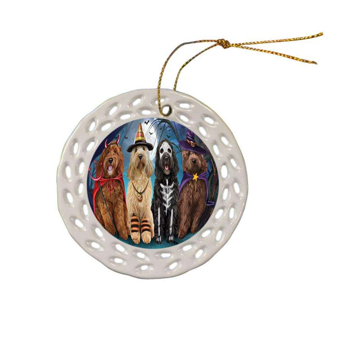 Happy Halloween Trick or Treat Cockapoo Dog Ceramic Doily Ornament DPOR52580