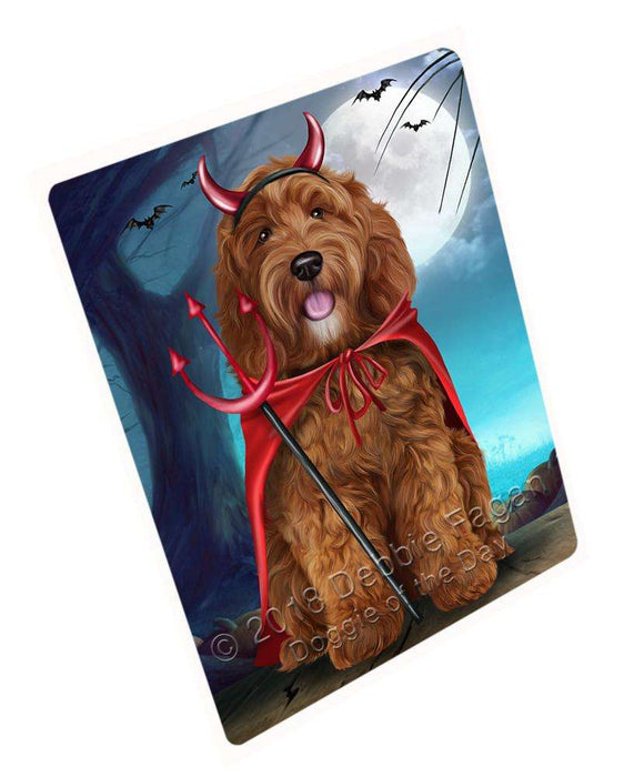 Happy Halloween Trick or Treat Cockapoo Dog Devil Large Refrigerator / Dishwasher Magnet RMAG75324