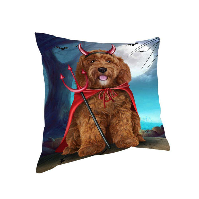 Happy Halloween Trick or Treat Cockapoo Dog Devil Pillow PIL66248