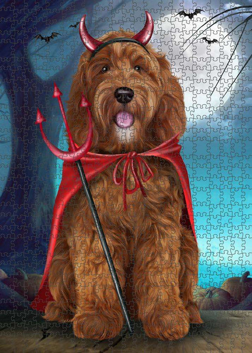 Happy Halloween Trick or Treat Cockapoo Dog Devil Puzzle with Photo Tin PUZL61500