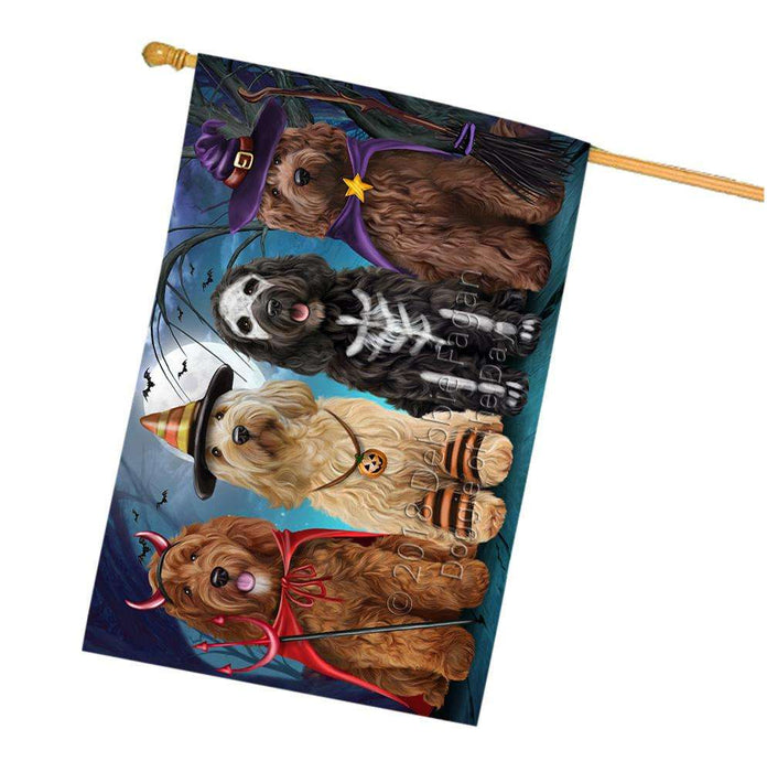 Happy Halloween Trick or Treat Cockapoo Dog House Flag FLG52661