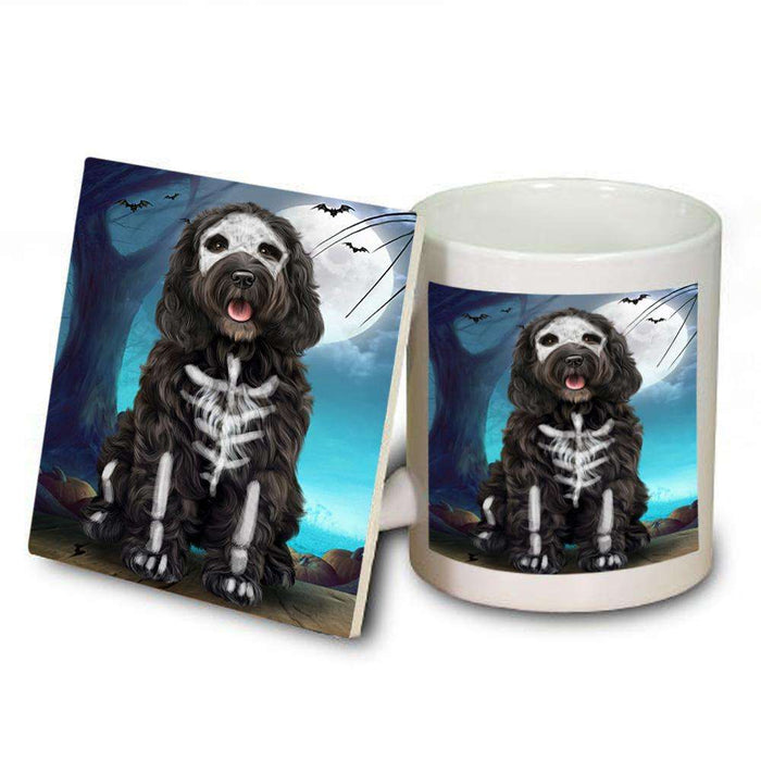 Happy Halloween Trick or Treat Cockapoo Dog Skeleton Mug and Coaster Set MUC52534
