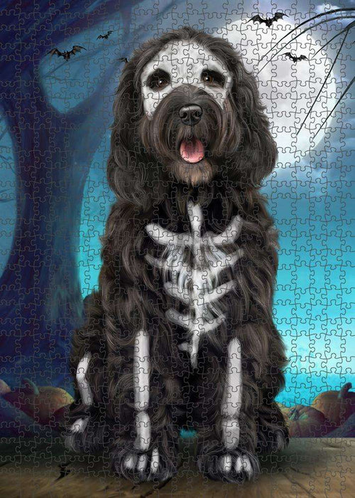 Happy Halloween Trick or Treat Cockapoo Dog Skeleton Puzzle with Photo Tin PUZL61557