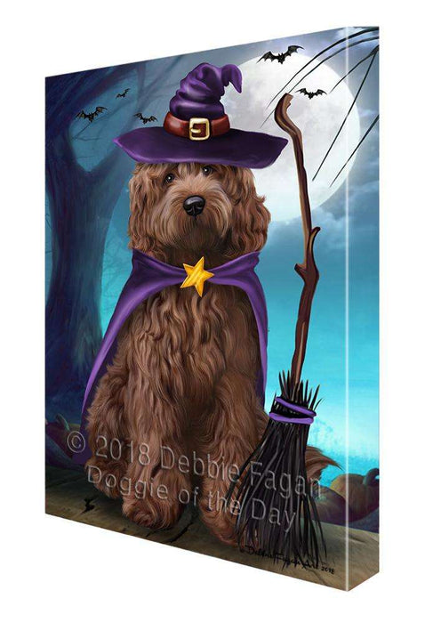 Happy Halloween Trick or Treat Cockapoo Dog Witch Canvas Print Wall Art Décor CVS89846