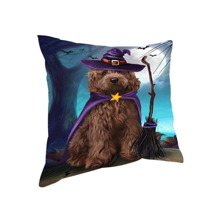 Happy Halloween Trick or Treat Cockapoo Dog Witch Pillow PIL66400