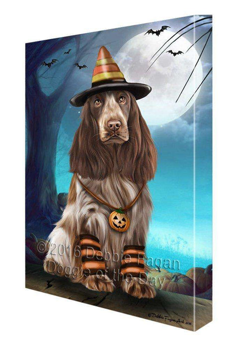 Happy Halloween Trick or Treat Cocker Spaniel Dog Candy Corn Canvas Wall Art