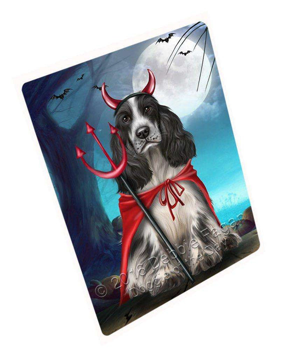 Happy Halloween Trick or Treat Cocker Spaniel Dog Devil Art Portrait Print Woven Throw Sherpa Plush Fleece Blanket