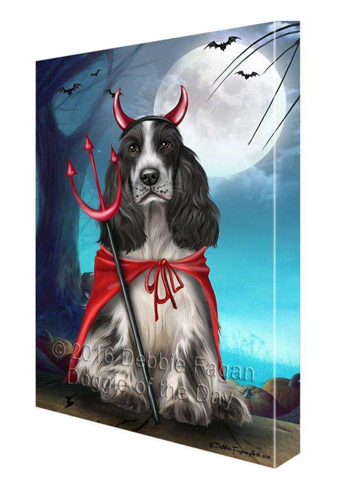 Happy Halloween Trick or Treat Cocker Spaniel Dog Devil Canvas Wall Art