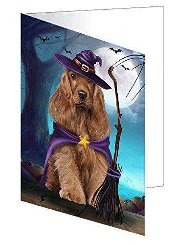 Happy Halloween Trick or Treat Cocker Spaniel Dog Witch Handmade Artwork Assorted Pets Greeting Cards and Note Cards with Envelopes for All Occasions and Holiday Seasons